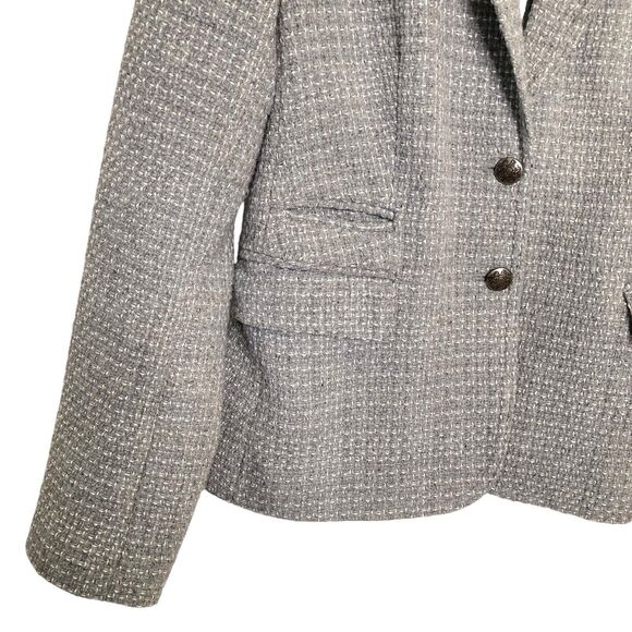Banana Republic GEO Tweed Academy Blazer Gray White Lined Size 6 Wool Blend - Picture 6 of 15